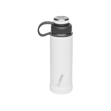 Imagem de EcoVessel Garrafa de água de aço inoxidável com tampa dupla isolada, garrafa de água isolada com filtro e amortecedor de garrafa de silicone, caneca de café - 590 ml (branco fora)
