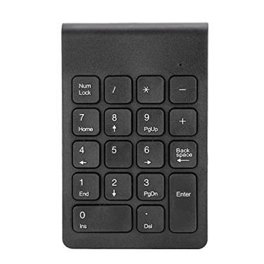 Imagem de Zixyqol Teclado numérico sem fio, mini teclado numérico portátil, 18 teclas, extensão USB de 2,4 G, receptor Blueteeth para desktop, laptops (preto)
