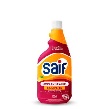 Imagem de Limpa Estofados E Carpetes Refil Saif 500Ml, Saif, Limpador De Carpetes E Estofados Refil, Laranja E Vermelho, Limpa, Perfuma e Seca Rápido, Facilitando Sua Vida, Maximizando Toda Limpeza