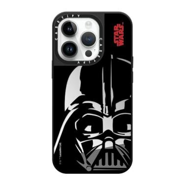 Imagem de CASETiFY Capa espelhada para iPhone 14 Pro [Star Wars Co-Lab / Proteção contra quedas de 1,5 m/Magsafe] - Capacete Darth Vader - Prata em Preto