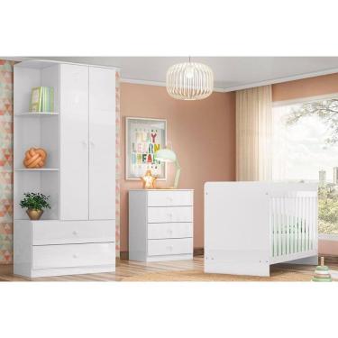 Imagem de Quarto Infantil Completo Labirinto 3 Peças (1 Guarda Roupa + 1 Berço + 1 Cômoda) QI58 B...