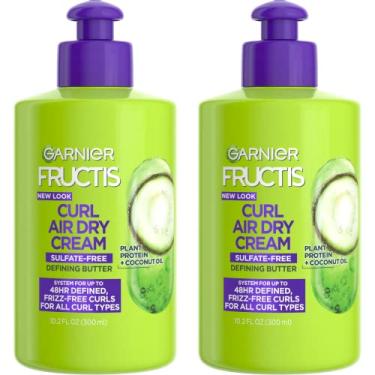 Imagem de Garnier Fructis Curl Nourish Air Dry Cream, Sulfate Free Defining Butter Leave-in Conditioner, 10.2 Fl Oz, 2 Count (Packaging May Vary)
