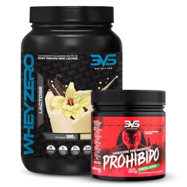 Imagem de 3VS Nutrition Combo Whey Zero Lactose 900gr Sabor Baunilha + Pré Treino Prohibido 360g Maça Verde