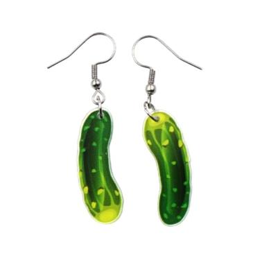 Imagem de Brincos engraçados de Dill Pickle para meninas, mulheres, adolescentes e mais. Lindo par de brincos de pickle para namoradas, esposas, acrílico, sem pedras preciosas, Acrílico, Sem pedra preciosa