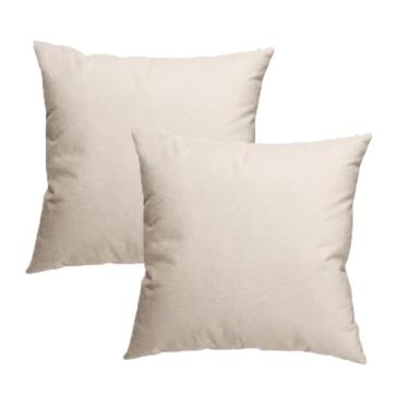 Imagem de Kit 2 Capas de Almofada Suede com Zíper, 45x45cm, Lisa, Resistente a Manchas Conjunto de 2 (Marfim)