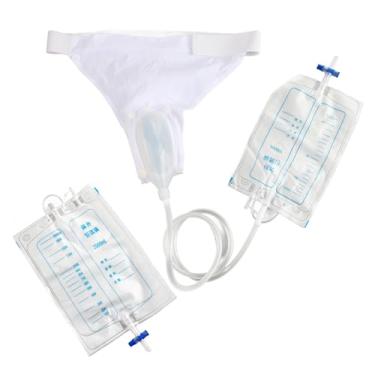 Imagem de Coletor de urina para homens idosos, coletor de urina de silicone usável com aperto ajustável, coletor de urina com 2 sacos de cateter de urina (homens idosos)