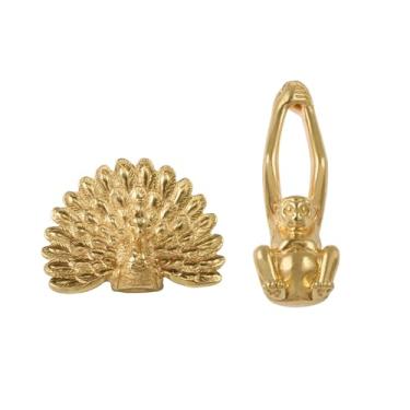 Imagem de Puxador de porta de latão com tema animal, pavão e macaco, decoração de móveis, decoração de parede