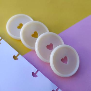 Imagem de Kit 12 Discos G 32mm de Caderno Infinito Sistema Inteligente Amor Infinito Cadernos - Coração (Leite Condensado)