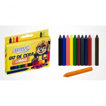 Imagem de Giz De Cera Longo Com 12 Cores Brw