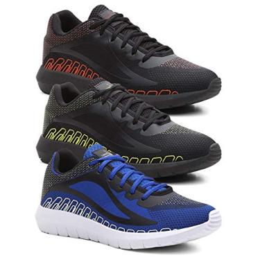 Imagem de KIT 3 Tênis Masculinos SPEED RUN Conforto Academia - Preto/Verde/Azul - 42