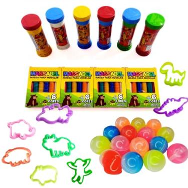 Imagem de Kit 10 (Geleca Slime + Massinha de Modelar + Forminhas Cortadores + Bolha de Sabão) Prenda Brinquedos de Criança Lembrancinha