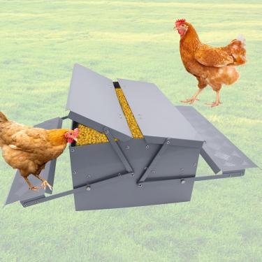 Imagem de Lucky Farm Alimentador automático de frango, calha de alimentação de aves, aço de pulverização de plástico, 11 kg, sem derramamento para galos, pato, ganso e peru