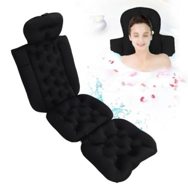 Imagem de Descanso de Banho de Corpo Inteiro para Banheira, Travesseiro de Banheira Grosso Almofada de Banheira de Spa para Encosto de Cabeça Pescoço e Apoio Traseiro (Black)
