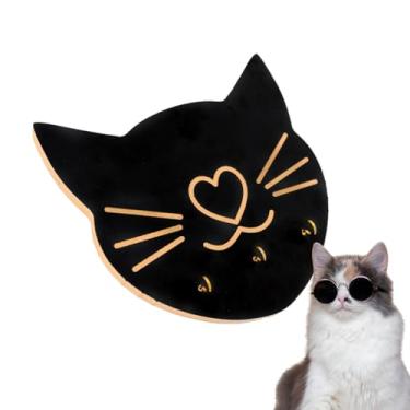 Imagem de Porta-chaves de Gato em MDF, Preto com Detalhes Dourados, 3 Ganchos (PRETO)