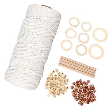 Imagem de Kit de Cordão de macramê Com Anéis de Contas de Madeira, Inclui Contas de macramê, Ideal para Pendurar na Parede, Cabides de Plantas, Tapeçarias, Decoração de Casa e Artesanato DIY