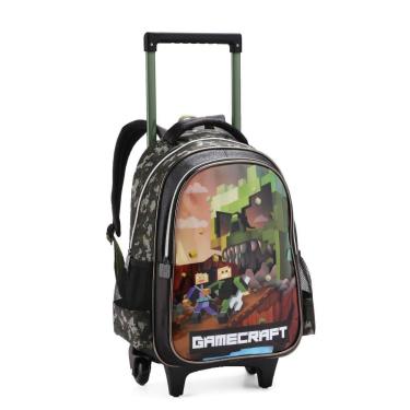 Imagem de Mochila De Rodinha Escolar Menino Bolsa Carrinho Gamecraft-Unissex