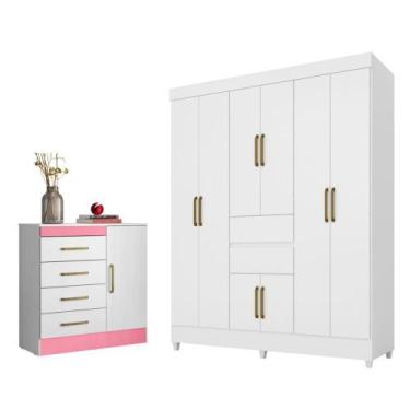 Imagem de Conjunto Quarto Guarda Roupa e Comoda Terni Branco - Mais de Casa