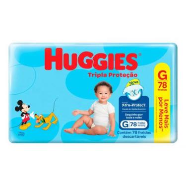 Imagem de Fralda Huggies Tripla Proteção Hiper Tamanho G 78 Tiras, G, 78