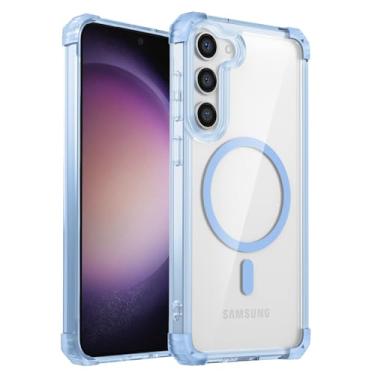 Imagem de Capa protetora à prova de choque Compatible with Samsung Galaxy S23 Plus Magnetic Case Crystal Clear,[Not Yellowing][Raised Camera Frame] Shockproof Slim Megnetic Phone Bumper Cover for Samsung Galaxy