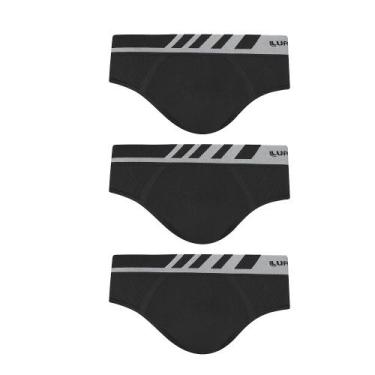 Imagem de Kit Com 3 Cueca Slip Lupo Microfibra Sem Costura 691, Preto, M