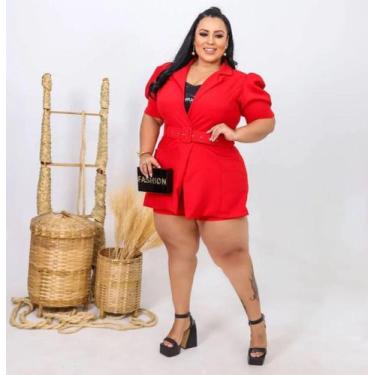 Imagem de Macaquinho Plus Size Alafaiataria Manga Princesa Elegância Conforto - 