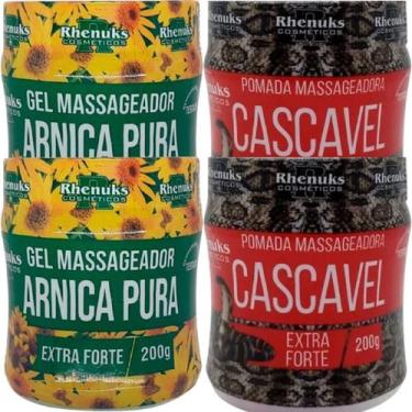 Imagem de Kit 2 Gel Massageador Arnica Pura 200G + 2 Pomada Cascavel - Rhenuks