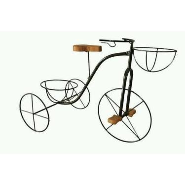 Imagem de Suporte plantas Ferro 2 vasos bicicleta preta 60 cm altura - Shoppingn