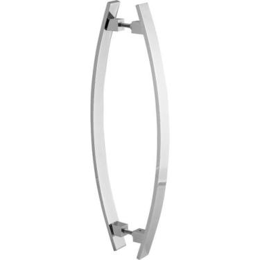 Imagem de Puxador De Porta Barra Chata Curvo Arco Cromado 1 Metro - MetalCromo