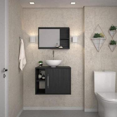 Imagem de Conjunto para Banheiro Gabinete com Cuba Redonda R30 e Espelheira Laur