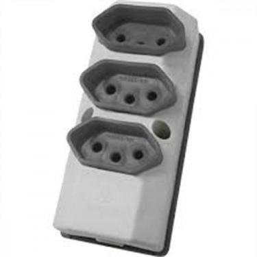 Imagem de Tomada Barra Perlex Tripla 2 Polos +Terra 10A Cinza  2100/2