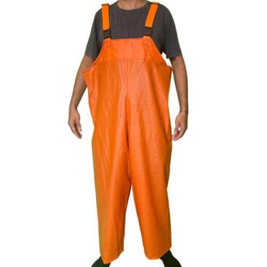 Imagem de Jardineira Laranja Impermeável Adulto Profissional Pescador Reforçada 