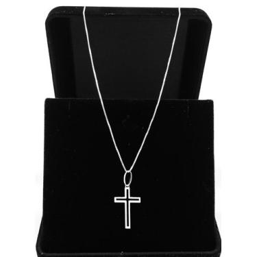 Imagem de Cordão Veneziana 80cm De Prata 925 Maciça Pingente Crucifixo - DR Joia