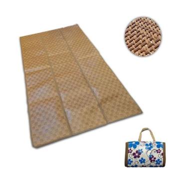 Imagem de Esteira de Praia Bolsa Dobrável Palha Sintética Alumínio 170x85 Tapete