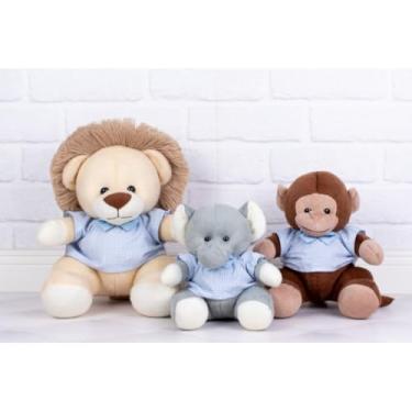 Imagem de Trio Safári Misto Pelúcia P/Nichos Leão, Macaco E Elefante. (XADREZ DE AZUL)