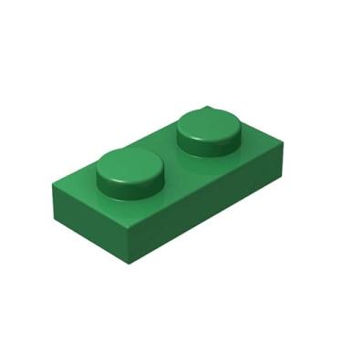 Imagem de Plwooyur Classic Green Plates Bulk, Green Plate 1x2, Building Plates Flat 100 Piece, Compatible with Lego Parts and Pieces: 1x2 Green Plates(Color: Green), M0659-23