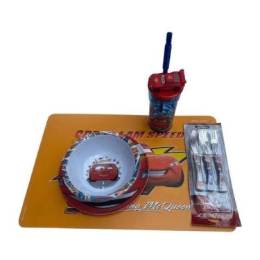 Imagem de Conjunto Carros, pratos,  copo 3D, talheres com 5 itens - NC - TUUT