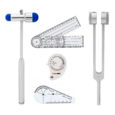 Imagem de Kit Martelo Neuro Buck + Diapasão 256hz + Trena Corporal + Goniometro Pequeno E Grande