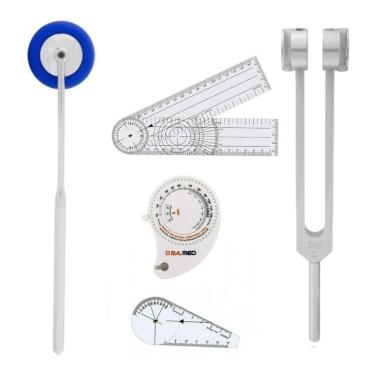 Imagem de Martelo Babinski + Diapasão 256hz + Trena + Goniometro Grande E Goniometro Pequeno