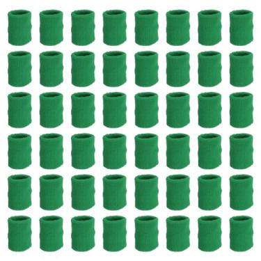 Imagem de PATIKIL Pulseiras esportivas, pacote com 48 faixas esportivas de algodão felpudo absorvente de pulso para tênis, basquete, malhar, correr, verde