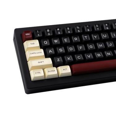 Imagem de GEKUCAP Conjunto de teclas com tema Roma de 160 teclas PBT Double Shot, teclas personalizadas pretas e amarelas acastanhadas, teclas retrô para teclado mecânico 61/64/68/84/87/100/104/108