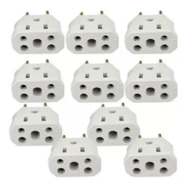 Imagem de Kit 10 Plug Adaptador De Tomada Bob Esponja 10a/20a 3/2pinos - Exito