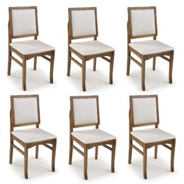 Imagem de Combo 6 Cadeiras Estofadas Bella - Bem Móveis, Castanho