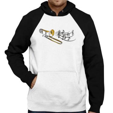 Imagem de Moletom Trombone Notas Musicais - Foca na Moda, Branco, Preto, G