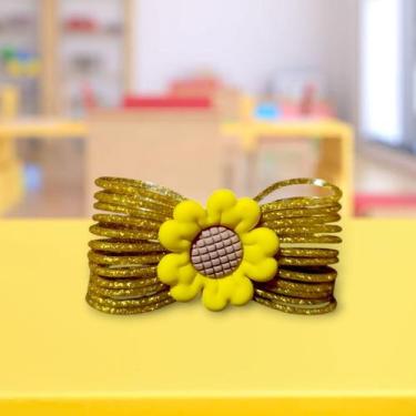 Imagem de Laço Infantil ou Pet Emborrachado Girassol, Dourado
