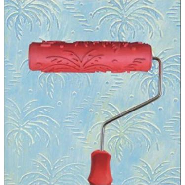 Imagem de Sadiyamo Rolo de arte de 18 cm DIY rolo de textura de rolo de pintura de parede com desenhos rolo de borracha de tinta padronizada com alça de plástico