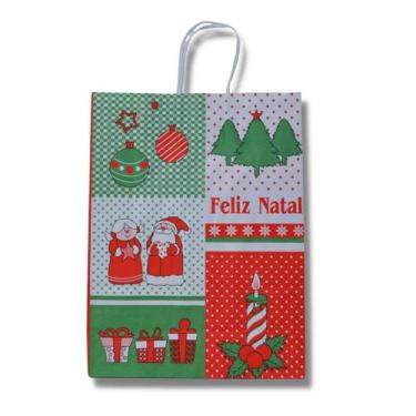 Imagem de Sacola feliz natal (23,5x10x31,5cm) c/ 50 un. - Tamarozzi