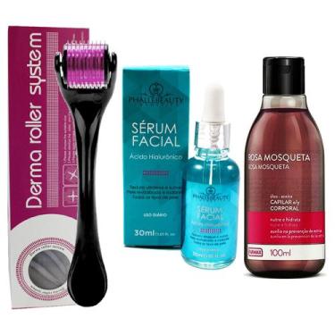 Imagem de Kit Microagulhamento: Dermaroller + Sérum Hidratante Hialurônico + Óle