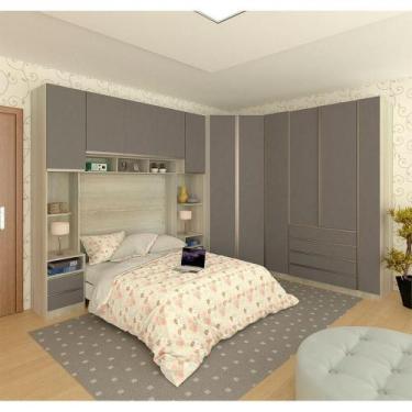 Imagem de Guarda Roupa Canto 11 Portas E 11 Gavetas Crema Com Cinza - OUTRAS MAR