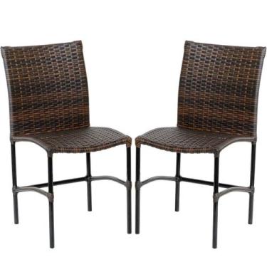 Imagem de Kit 2 Cadeiras Havaí em Fibra Trama Dupla cor Pedra Ferro e Estrutura 