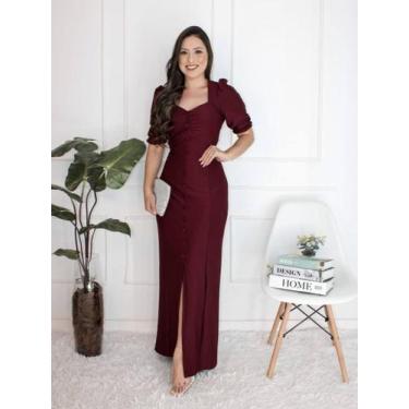 Imagem de Vestido Longo Feminino De Festa Com Manga Justo Sereia - Fashion, Mars